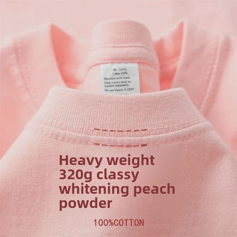 320g Heavyweight White Cotton Short-Sleeve T-Shirt for Men and Women - Thick, Non-Transparent, Loose Fit, Perfect for Summer. 