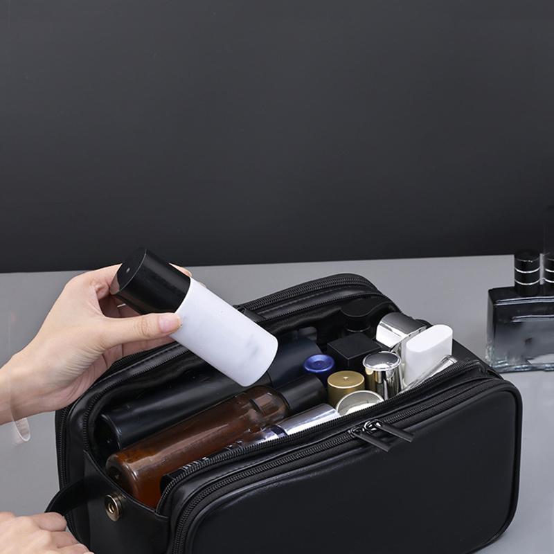 ჯიბეები PU ტუალეტის ჩანთა ქალებისთვის მამაკაცებისთვის სამგზავრო აუცილებელი ნივთები მაკიაჟის ჩანთა წყალგაუმტარი კოსმეტიკის სარეცხი ორგანიზატორი