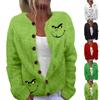Women's Fashion Christmas Printed Long Sleeve Knitted Cardigan Button Down Jacket