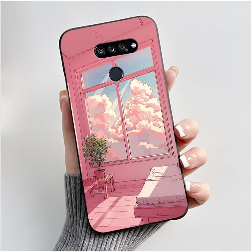 Soft Shockproof Phone Case For LG K50S Bumper Silicone Black Case New Design Viral Pattern Koi Shell Cute Colorful Cover