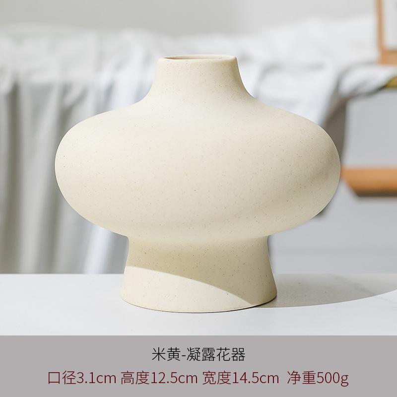 Cream Style Ceramic Vase for Home Office Decor with Hydroponic Dried Flower Arrangement Handicraft