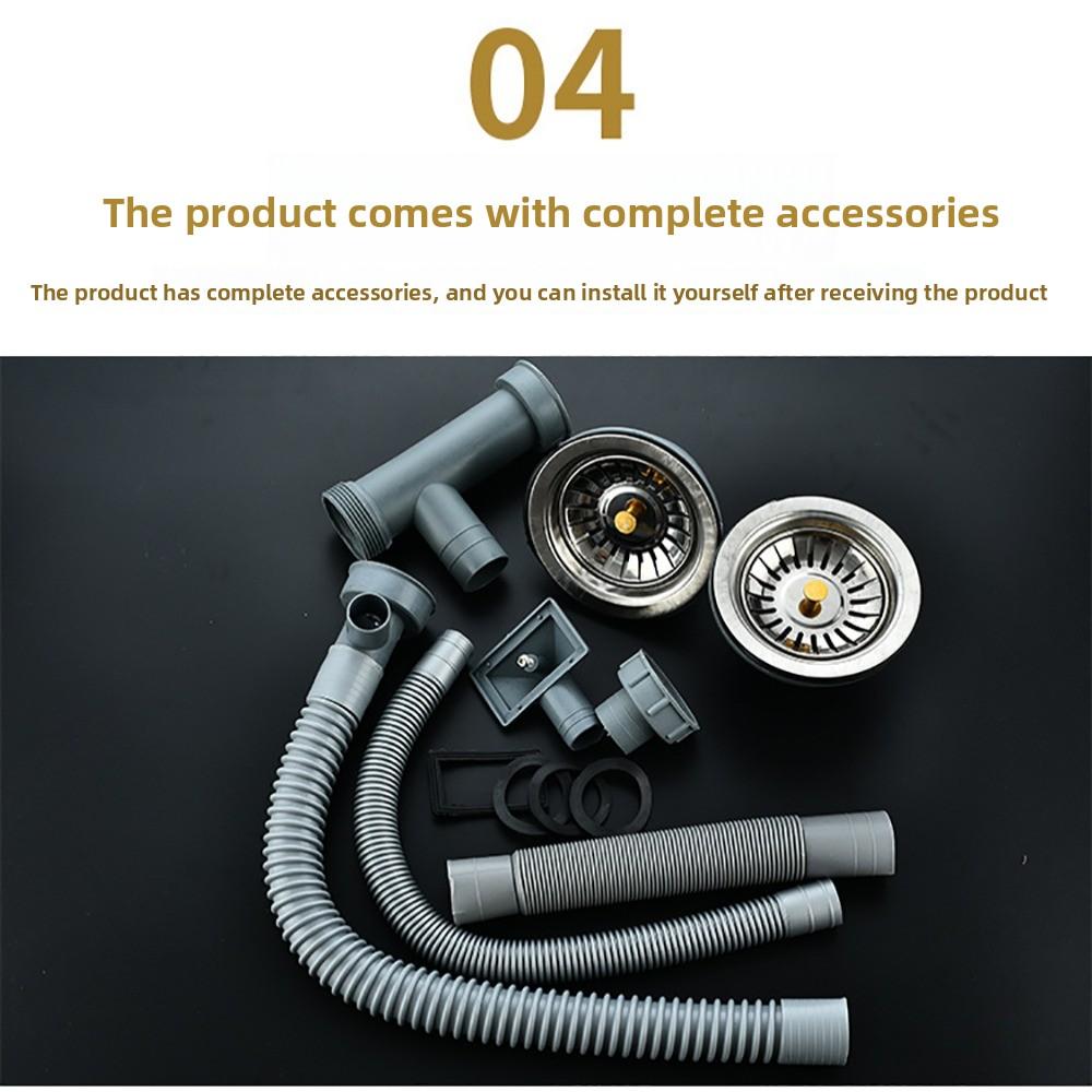 Flexibler Küchenspülenablauf Edelstahl Abwasserrohrset Langlebiges Ablaufrohr Badezimmerspüle