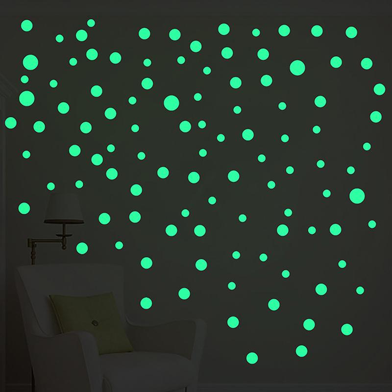 Świecące świecące w ciemności gwiazdy okrągłe kropki naklejki ścienne Diy wystrój pokoju