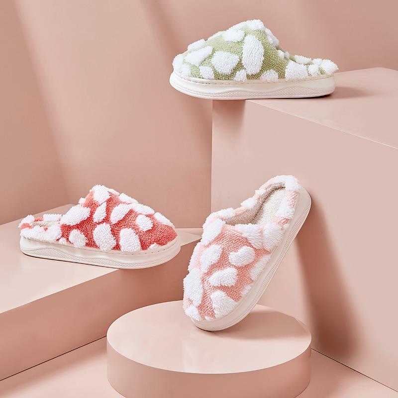 Thick-bottomed plush cotton slippers female cute home autumn and winter thickened warm cotton mop