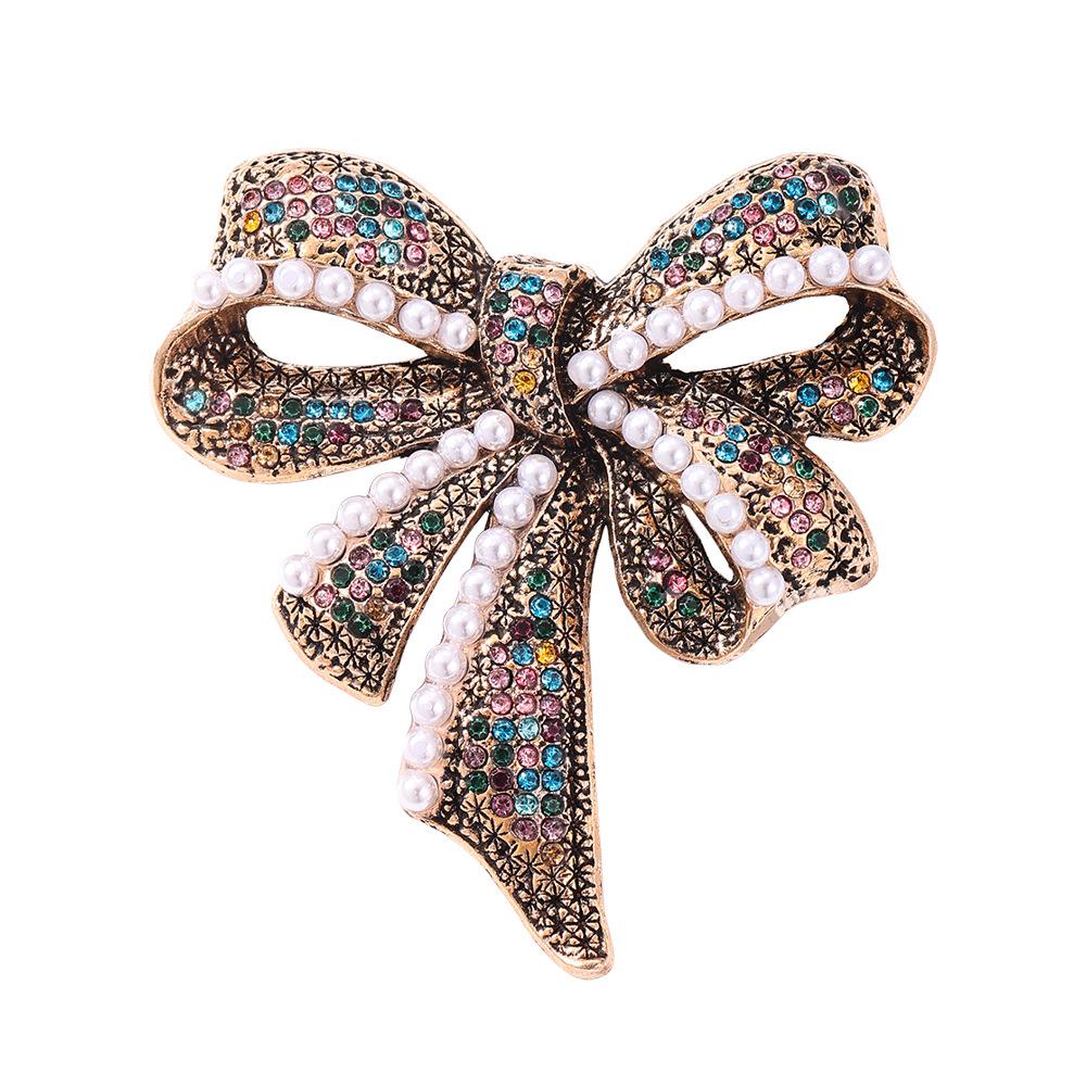 High-end bow brooch retro temperament high-end corsage fashion coat accessories fixed clothes pin