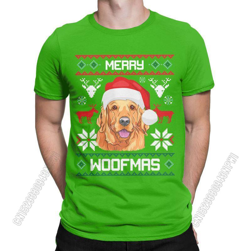 Unisexs TShirt Golden Retriever Merry Woofmas Christmas Crazy Cotton Tee Shirt Stylish Chic Dog T Shirts Round Collar Clothes