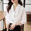 Women Blouses Shirts 2025 Spring Long Sleeve Women Blouse Shirt Turn Down Collar White Satin Blouse Shirt Women Tops J925