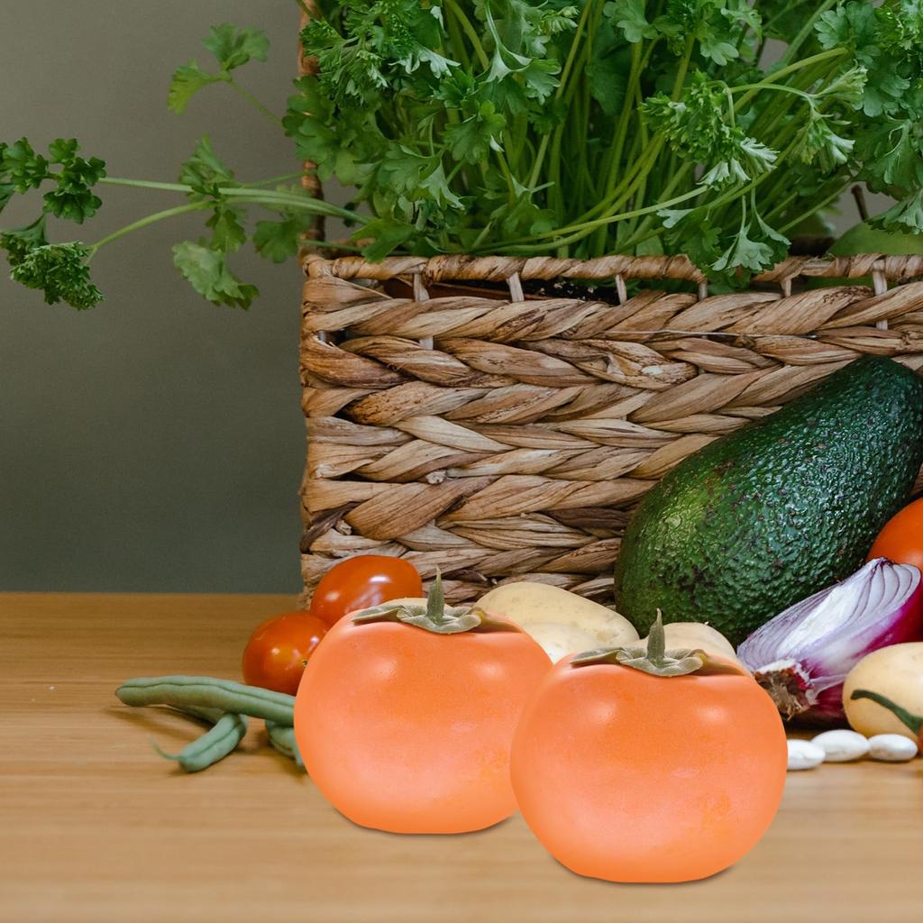 DOITOOL Lebensmittelexemplar 6 Kaki Gelbe Kaki Figur Fruchtmodell Fruchtdekoration Imitations-Kaki Fruchtpräsentation Interieur Gelbe Kaki