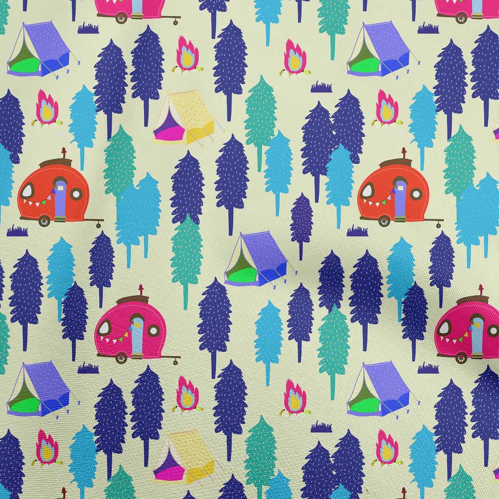 oneOone Cotton Flex Fuschia Pink Fabric Camping Craft Projects Decor Fabric Printed By The Yard 40 Inch