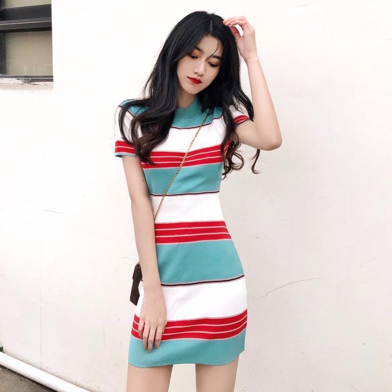 

French Retro Smoked Yamamoto Ice Silk Knit Dress Large