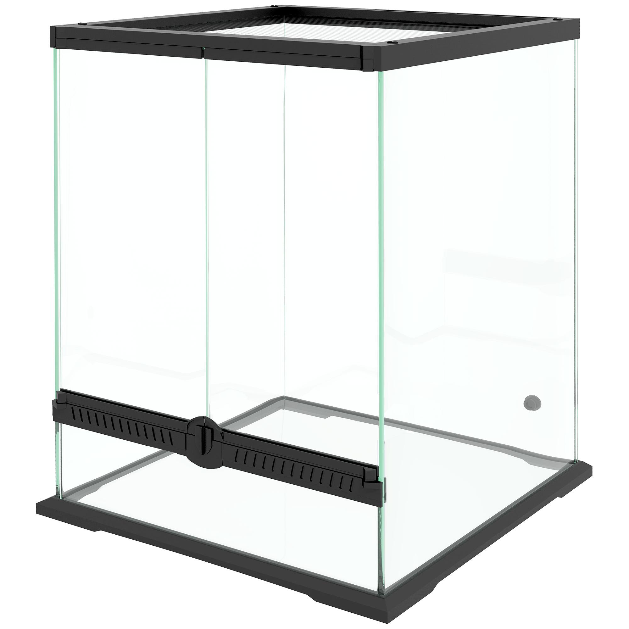 Terrarium Boîtier en Verre Verrouillable Gestion des Câbles 45x45x60cm Noir
