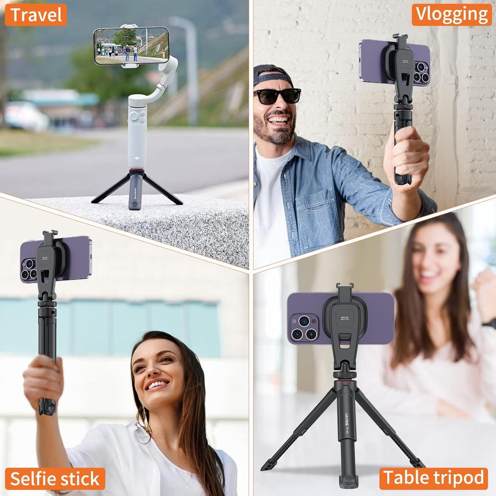 UURIG TP05 Extendable Mini Camera Tripod, Portable Selfie Stick Handle Grip Desktop Webcam Tripod with 1/4" Screw for DSLR Camera Webcam Phone Holder