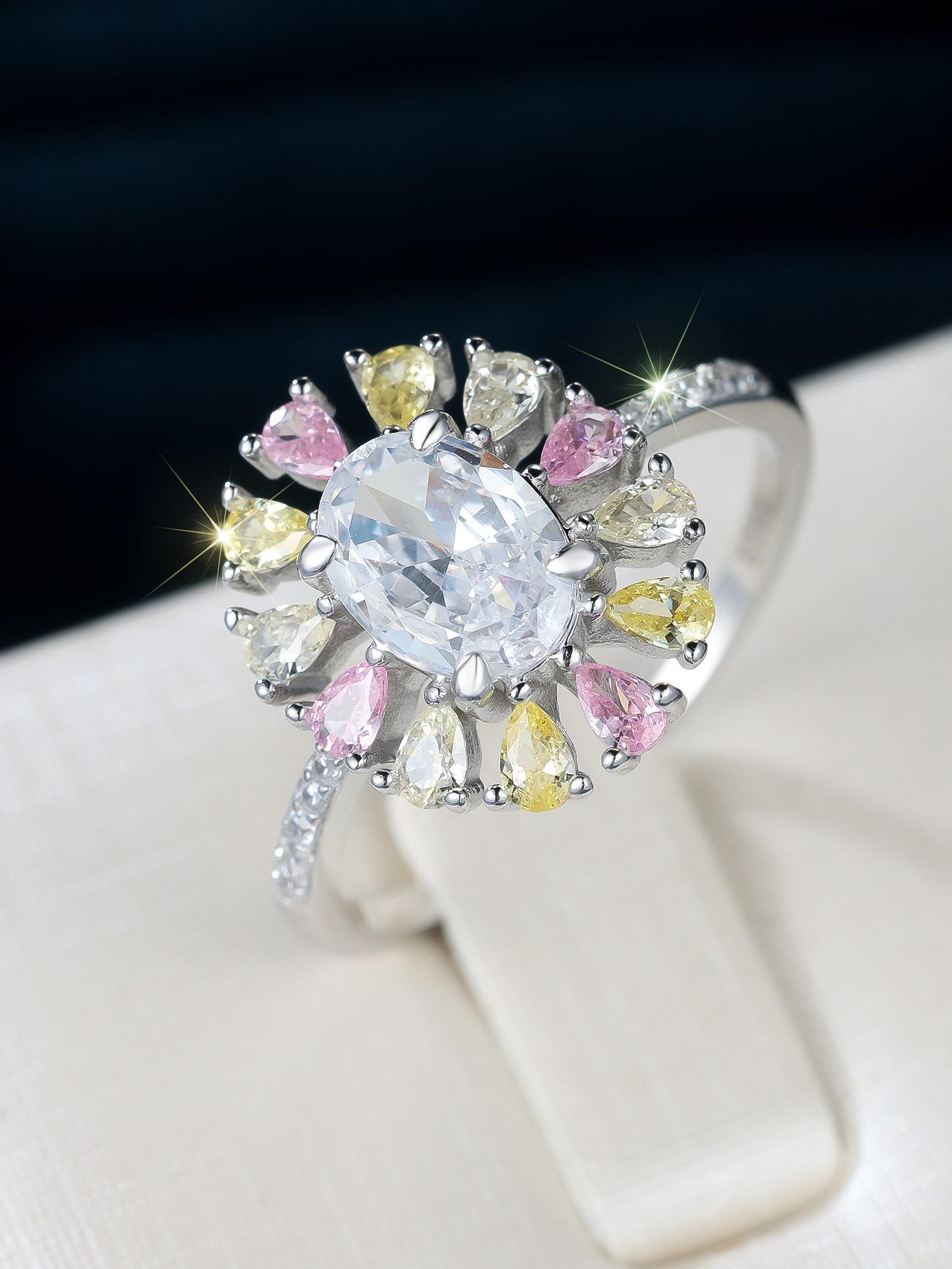 New Color Delicate Sweet Diamond Ring Dopamine Small Fresh Multi-Color Ring no. 6