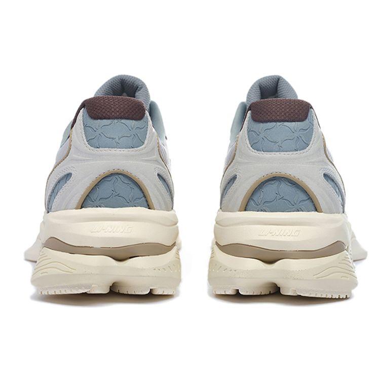Li Ning Fabric Leather Shock Absorbing Non-Slip Breathable Low-Top Sports Casual Shoes Men Sneakers Gray White ALJS033-2