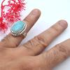 Larimar Ring mit Edelstein 925 Sterling Silber Ring handgefertigter Stein massiver Boho Chic Stein geflochtener Schmuck für Frauen – 8,9 g