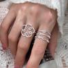 Unique Flower Pattern Open Adjustable Ring For Women Stylish And Chic Spring Accessory