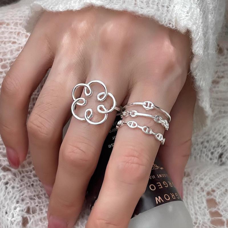 Unique Flower Pattern Open Adjustable Ring For Women Stylish And Chic Spring Accessory