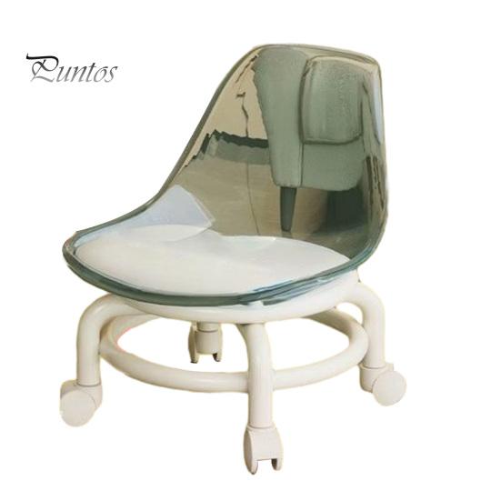 Low Rolling Stool with Backrest 360 Degrees Swivel Wheels Faux Leather Cushion Roller Seat Heavy Duty Rotating Mini Chair Seating Stool