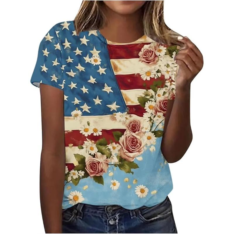 Women T Shirt 3D Printed Top Blouse United States 250th Print T Shirt Short Shirts Summer Tops Tees