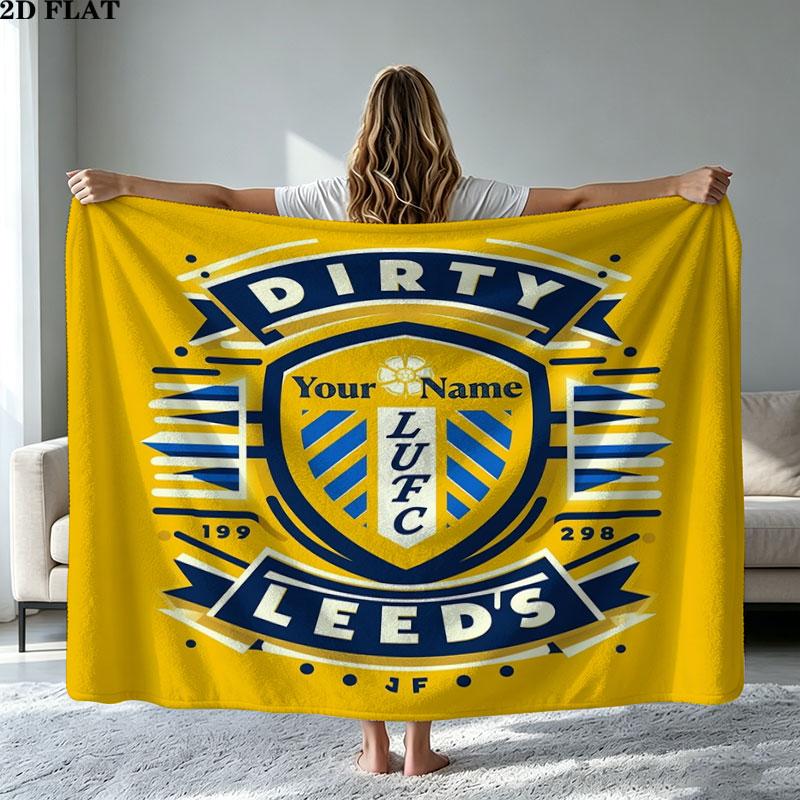 1PC Leeds United Custom Name Patterned Flannel Blanket Suitable For All Seasons for Home Decor Warmth and Comfort Gifts Holiday Present