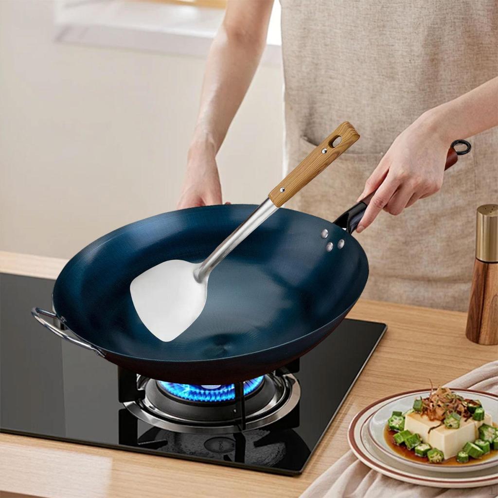 Chinese Wok Non-stick for Gas Cooking Frying Pan with Scoop Manual Forged Iron