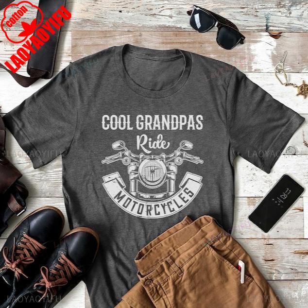 Cool Grandpa Gift Motorcycle TShirt Ride Biker Christmas Gift for Grandpa Dad Summer Fashion Casual Comfort Soft Cotton Tees