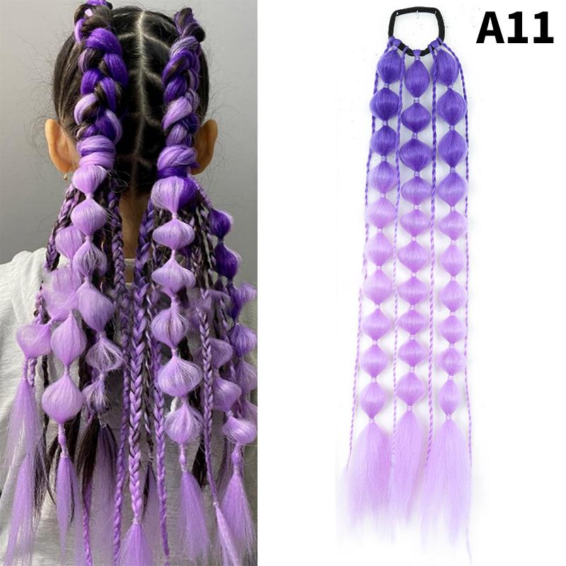 1Pcs Synthetic Wig Lantern Bubble Ponytail Multicolour Fake Braid  Girl Street Photo Modeling Lantern Long Braid