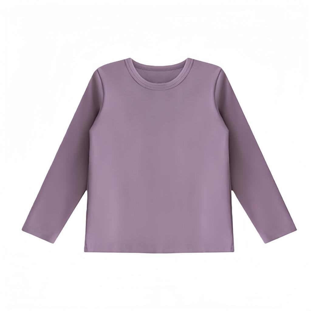 Kids' Long Sleeve Base Layer Top - Plain White or Black Pure Cotton T-shirt for Boys and Girls, Spring/Fall Wear