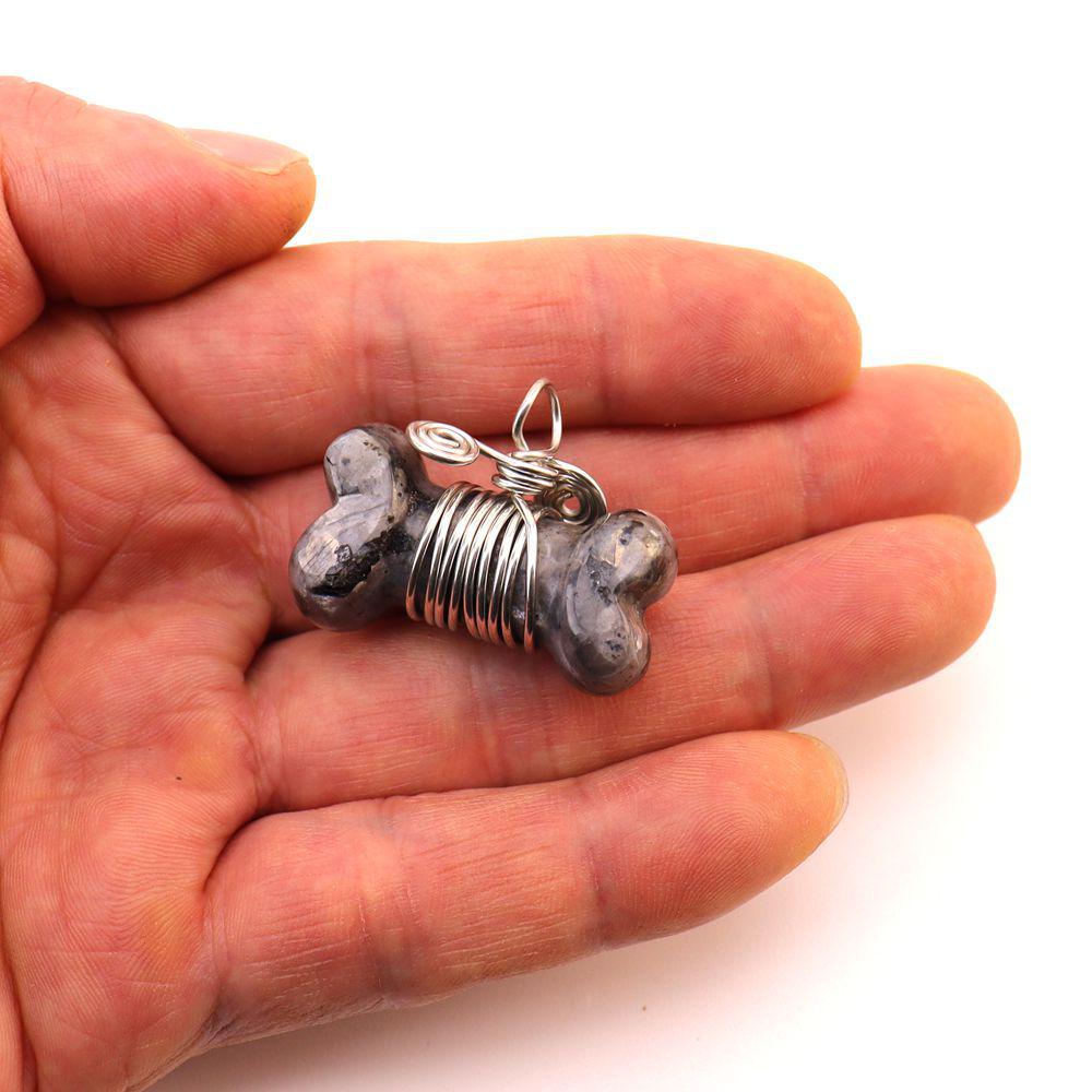 35mm Handmade Wrapped Wire Agate Amethyst Bone Necklace with Natural Crystal Stones (N729)