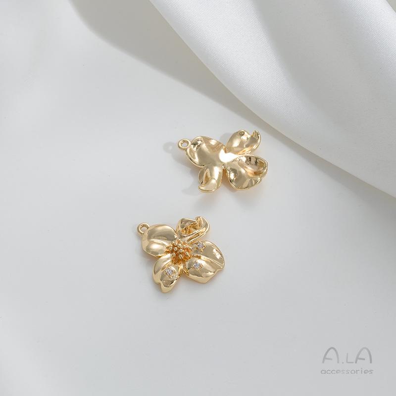 14K Gold Filled Color-Preserving Rose Flower Bow Pendant for DIY Jewelry Making