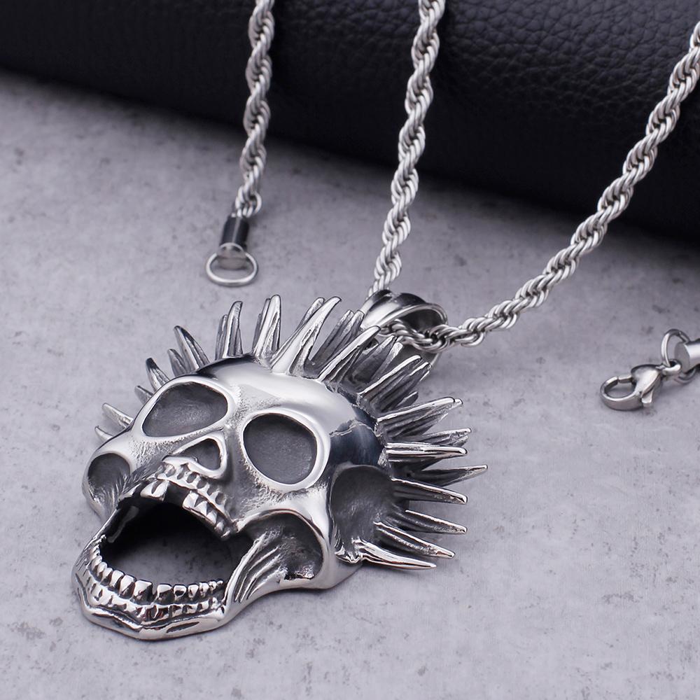 Collana Teschio In Acciaio Inox - Stile Punk Hip Hop, Per Uomo E Donna, Anche Per Auto