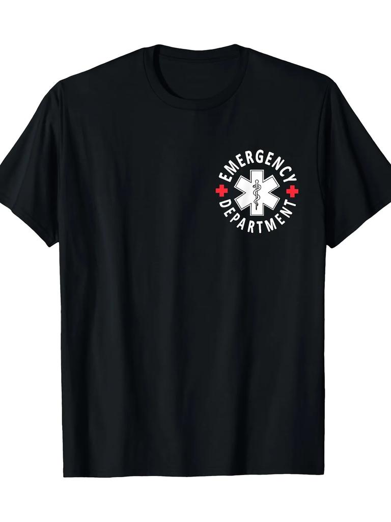 Emergency Department Medical with EMTEDER Nursing DesignCrossStar of Life100cotton short sleeve printed mens Tshirt