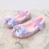Fleece Elsa princess shoes autumn and winter new girls' leather shoes children's crystal shoes little girl fluffy shoes baby cotton shoes