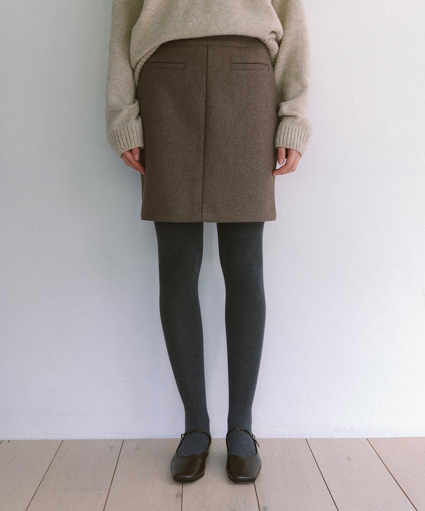 Laminez Wool Rich Mini Skirt - Brown