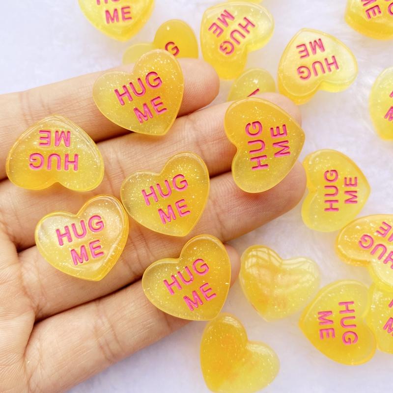 

10/20pcs New Cute resin Mini Two color heart hug me flat back Cabochon Scrapbook Kawaii DIY Embellishments Accessories E34 10pcs
