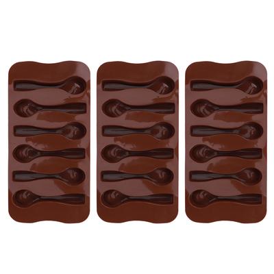 3Pcs DIY Non‑Stick Silicone Spoon‑Shaped Cake Chocolate Baking Mold Kitchen Utensils