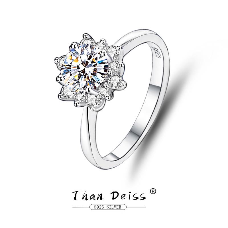 

Moissanite Sunflower Ring for Women - S925 Silver Diamond Design Size 5