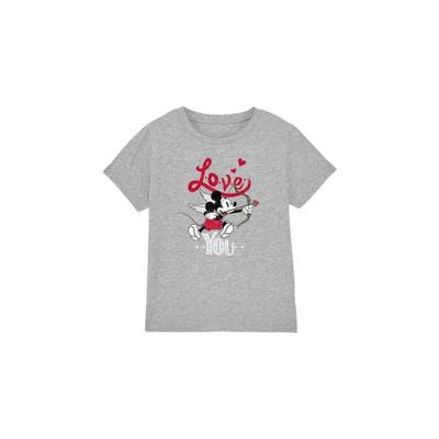 Childrens/Kids Love You Mickey Mouse Cupid Valentine`s Day T-Shirt