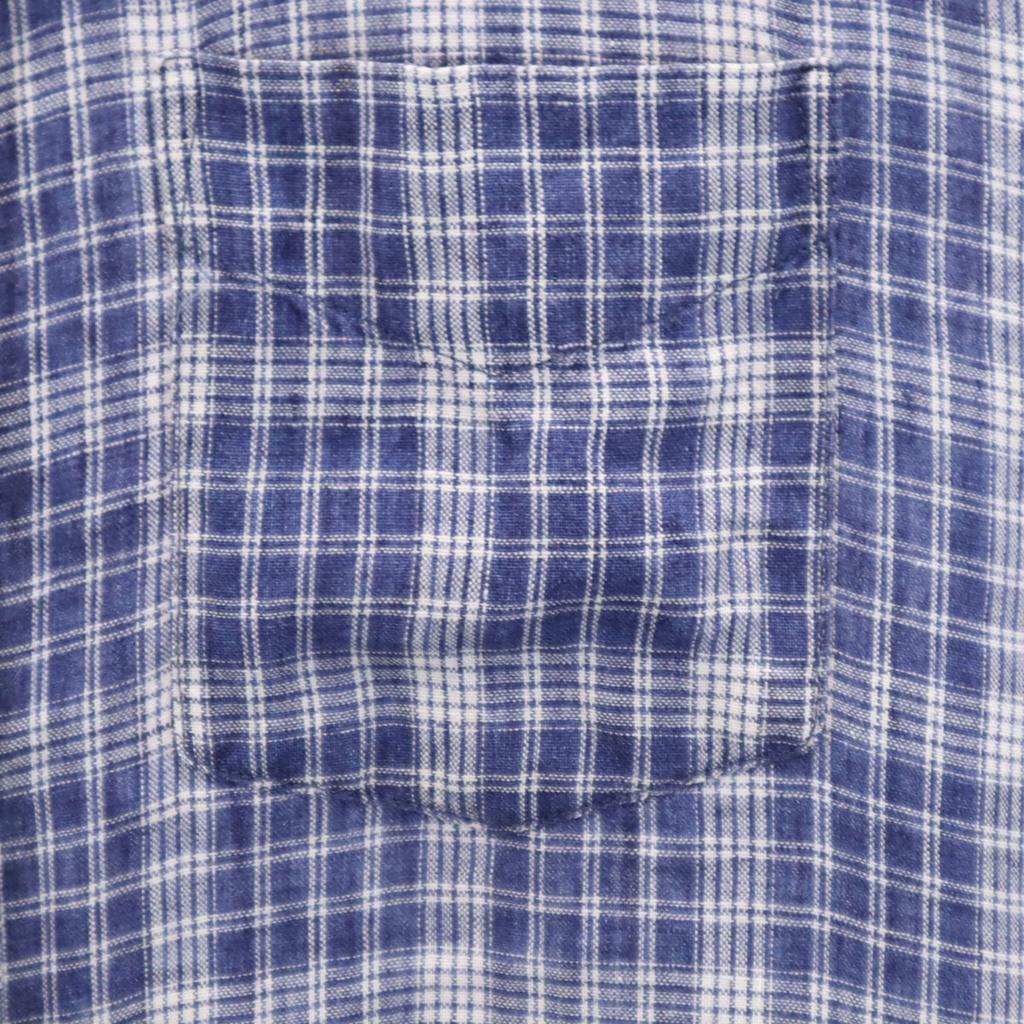 Banana Republic linen Check Pattern Short sleeve Button down shirt M blue Men's Used