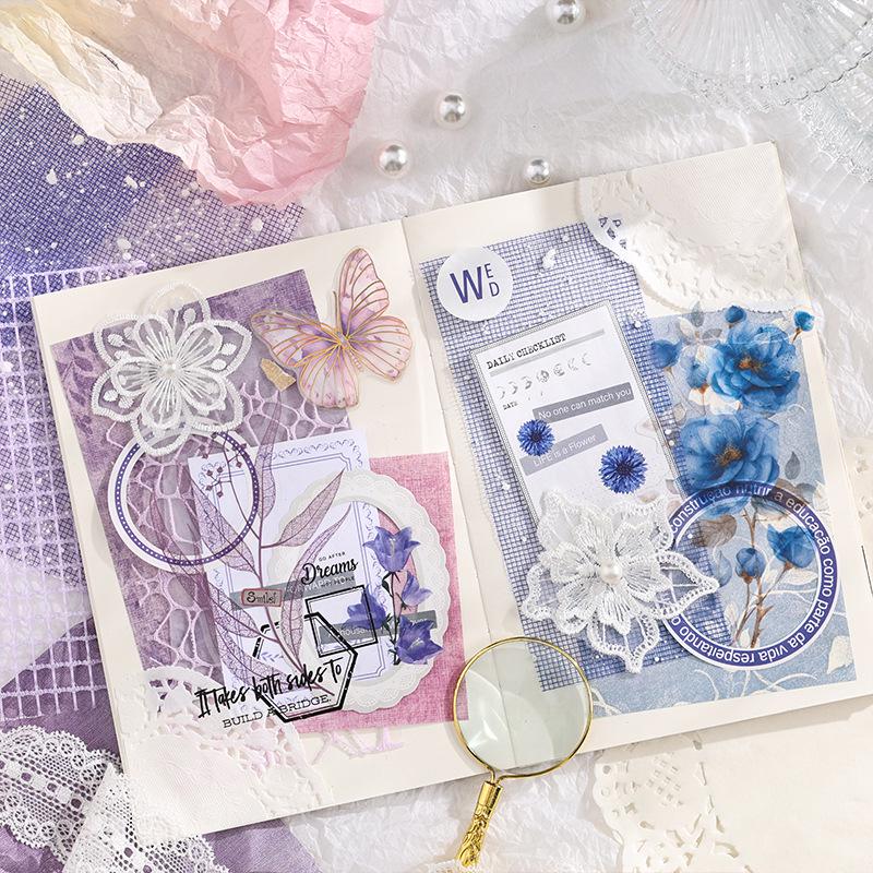 Yue Zhen Light Mesh Handmade Patchwork Material Pack - Non-Adhesive Journal Paper