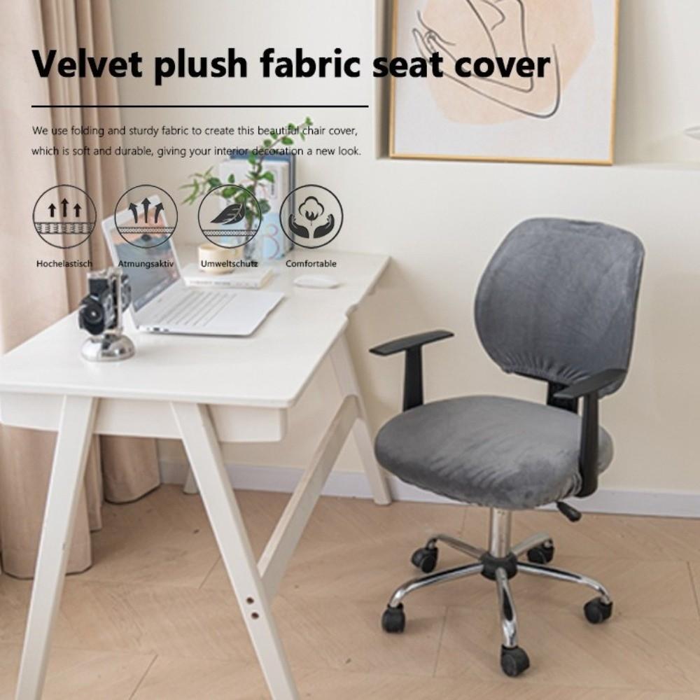 2pcs Set Stretch Elastic Computer Chair Cover Breathable Washable Office Chair Slipcover Velvet Seat Slipcover Rotating Chair