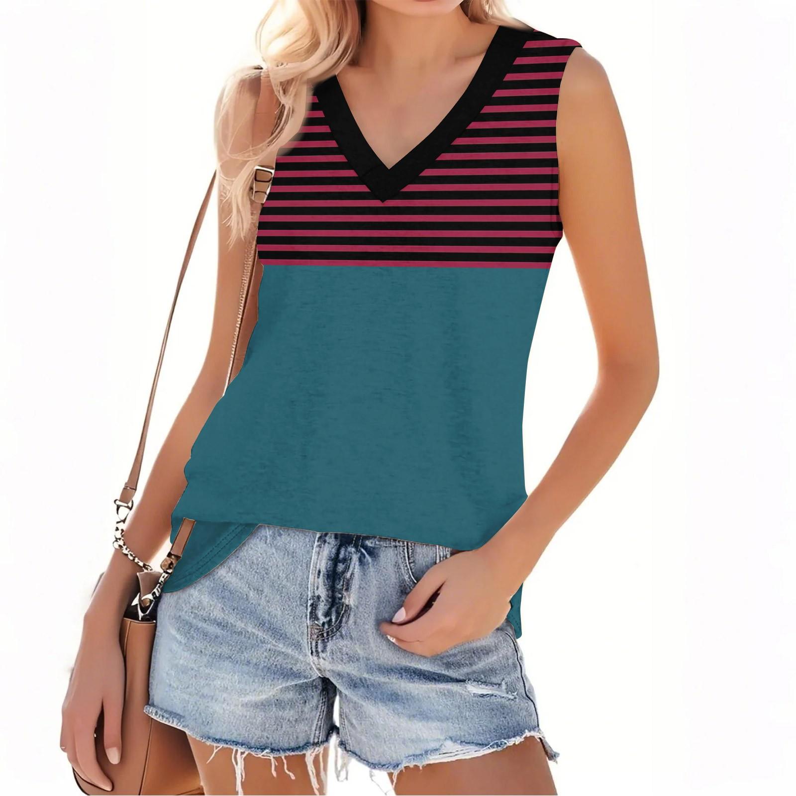 

Женская мода повседневный повседневный универсальный полосатый фактурный облегающий летний жилет-топ XL винный