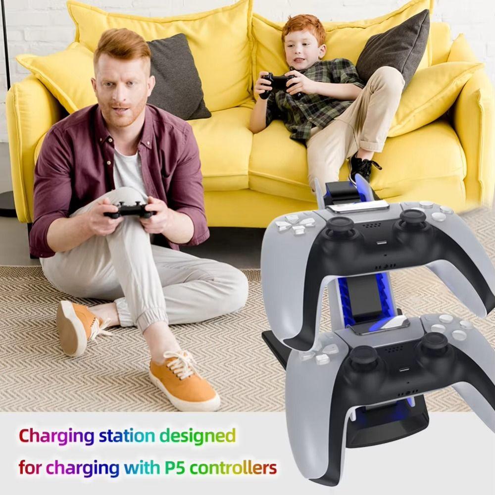 Type-C Wireless Joystick Charging Base Dual Controller Stand for Sony Playstation 5