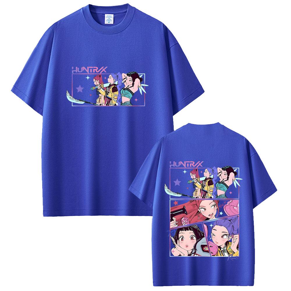 Devil Hunter Double-sided Printed T-shirt for Men and Women Cartoon Casual Oversized Short Sleeved T-shirt Fan Gift