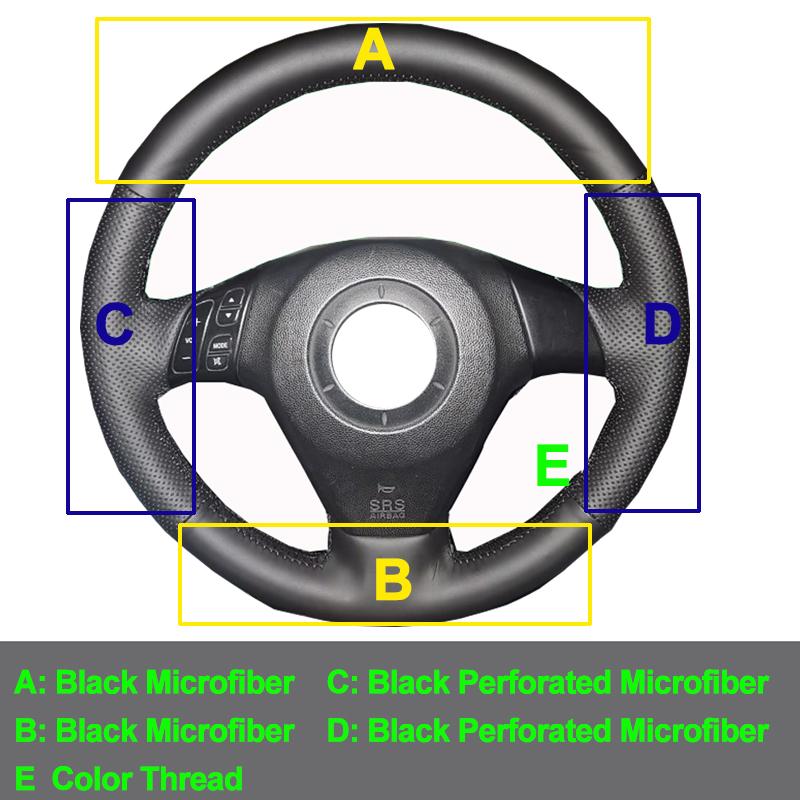 Hand Sewing Car Steering Wheel Cover For Mazda RX-8 RX8 2004 - 2008 Volant Braid on Steering-wheel Wrap Protector 2007 2006 2005
