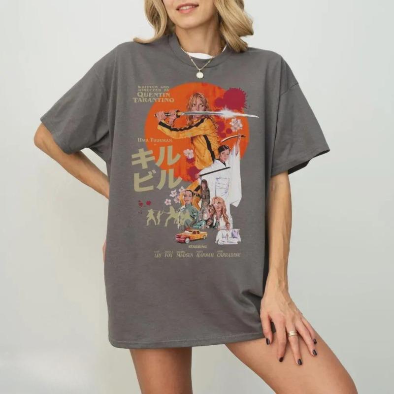 Kill Bill Movie Pattern Printed Womens Tshirt SpringSummer Fashion Trend Pure Cotton Top Unisex Short Sleeve Tshirt