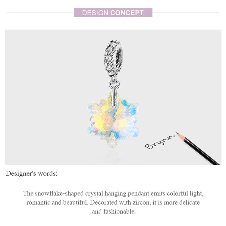 Bamoer, argint 925, mărgele rafinate cu fulgi de nea din cristale strălucitoare, pentru femei, bijuterii fine