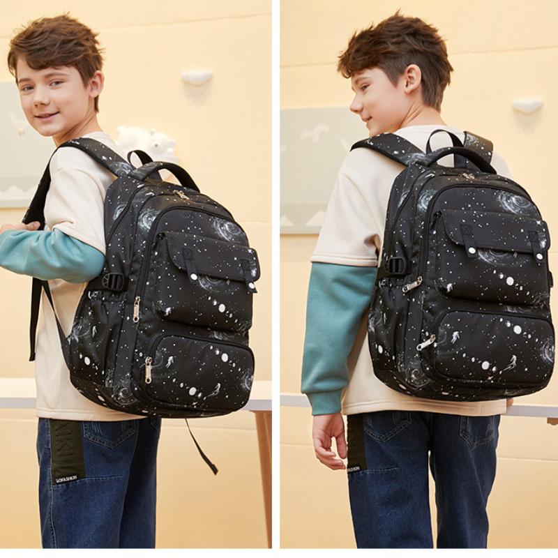 Load Reduction Oxford Children Backpack for Boys Large Capacity Primary Students Grade 1-6 Schoolbags with Bento Bag Pencil Case