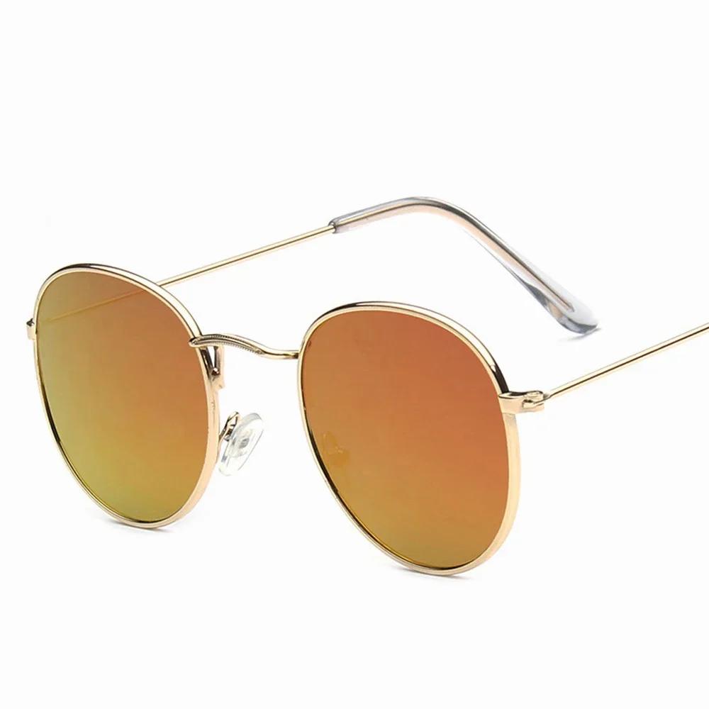 Pink Metal Small Round Sun Glasses Woman Vintage Travel Classic Sun Glasses Female Fashion Retro Lunette De Soleil Femme