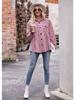 Women's 2024 Corduroy Shirt Long Sleeve Lapel Single-Breasted Thermal Blouse with Pockets, Autumn Winter Warm Stretchy Tunic Top for Casual & Office